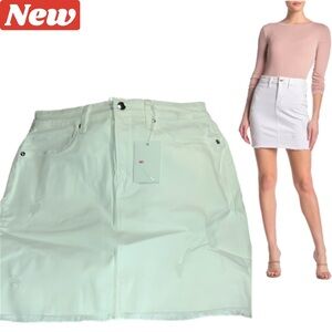 🆕 Good American The Distressed Denim Mini Skirt White